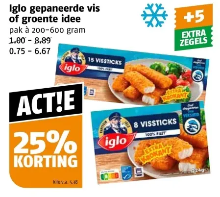 Aanbieding: Iglo gepaneerde vis of groente idee