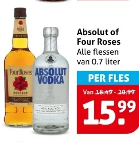 Aanbieding: Absolut of Four Roses