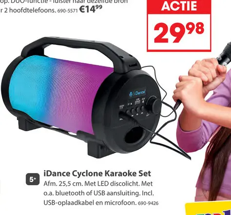 Aanbieding: Idance party speaker cyclone met microfoon