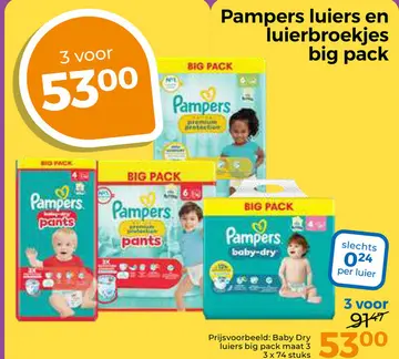 Aanbieding: Pampers luiers en luierbroekjes big pack