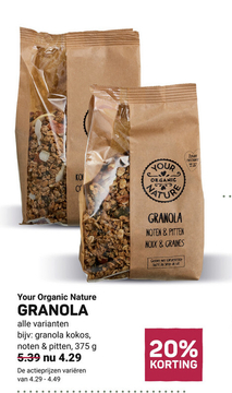 Aanbieding: Your Organic Nature GRANOLA