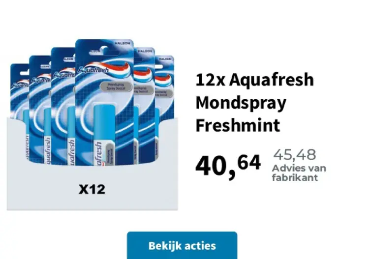 Promotie: Aquafresh Mondspray Freshmint