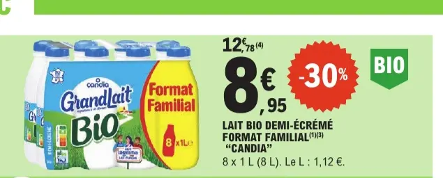 Offre: Lait bio demi-écrémé format familial