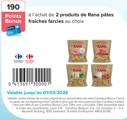 Offre: pâtes fraîches farcies