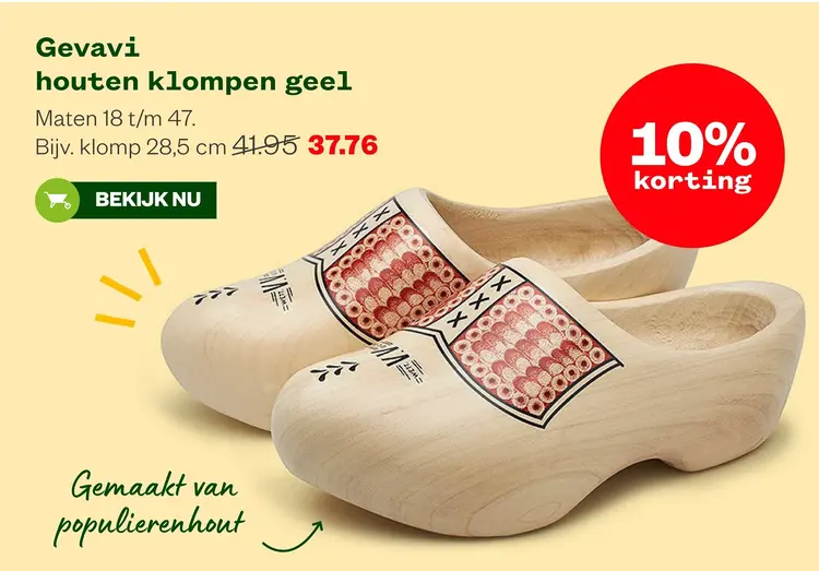 Aanbieding: houten klompen geel
