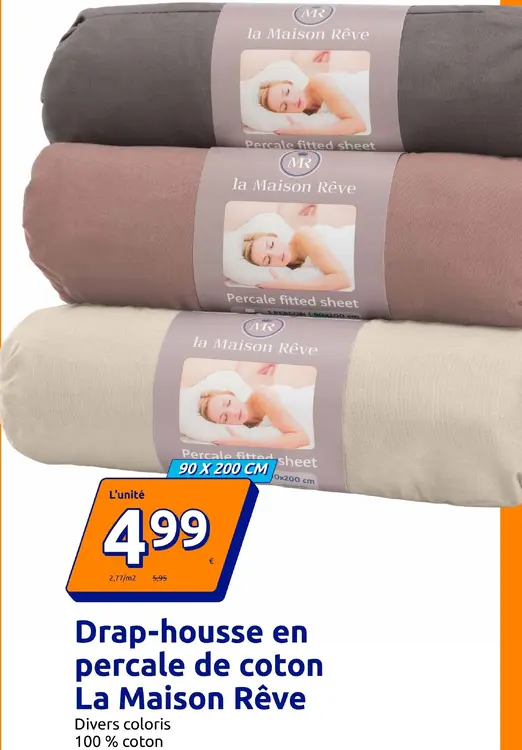 Offre: La Maison Rêve Drap-housse en percale de coton