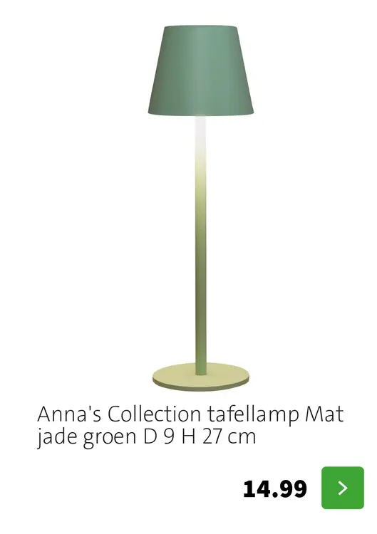 Aanbieding: Tafellamp Mat Jade groen