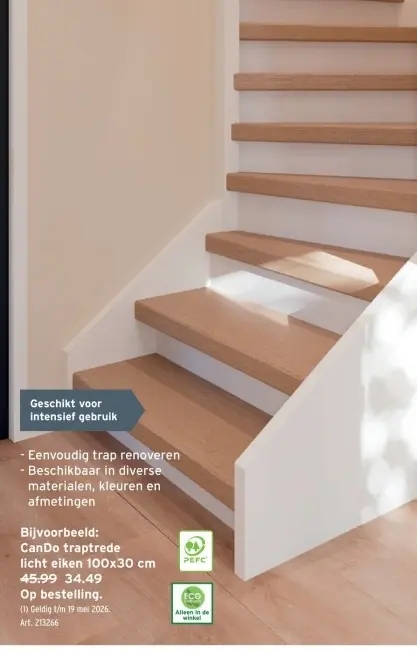 Promotie: Traptrede licht eiken