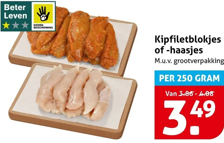 Aanbieding: Kipfiletblokjes of -haasjes