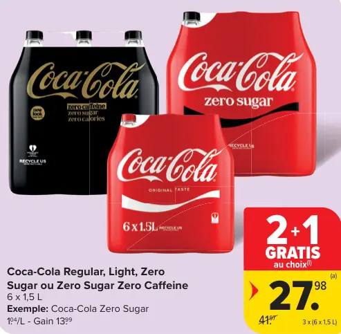 Offre: Coca-Cola Regular, Light, Zero Sugar ou Zero Sugar Zero Caffeine