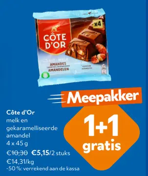 Aanbieding: Côte d'Or melk en gekaramelliseerde amandel