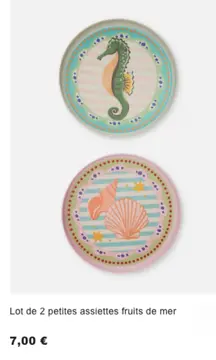 Offre: Lot de 2 petites assiettes fruits de mer