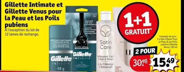 Offre: Gillette Intimate et Gillette Venus pour la Peau et les Poils pubiens