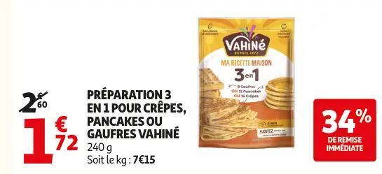 Offre: Préparation 3 en 1 pour crêpes, pancakes