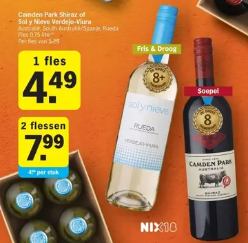 Aanbieding: Camden Park Shiraz ofSol y Nieve Verdejo-Viura