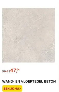 Aanbieding: WAND- EN VLOERTEGEL BETON