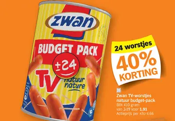 Offre: Zwan TV-worstjes natuur budget-pack