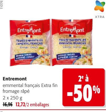 Offre: Emmental français Extra fin fromage râpé