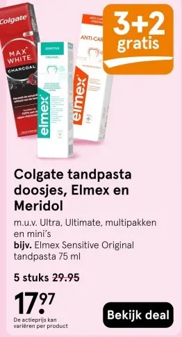 Aanbieding: Colgate tandpasta doosjes, Elmex en Meridol