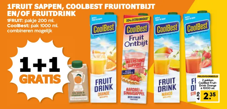Aanbieding: Sappen, Fruitontbijt en/of Fruitdrink
