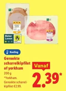 Aanbieding: Gerookte scharrelkipfilet of yorkham