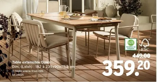 Offre: Table extensible Daan