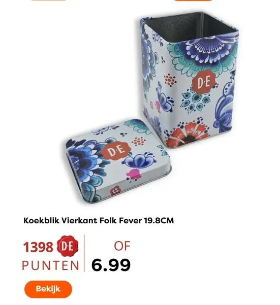 Aanbieding: Koekblik Vierkant Folk Fever