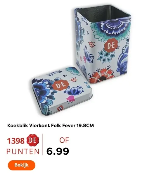 Aanbieding: Koekblik Vierkant Folk Fever 19.8CM