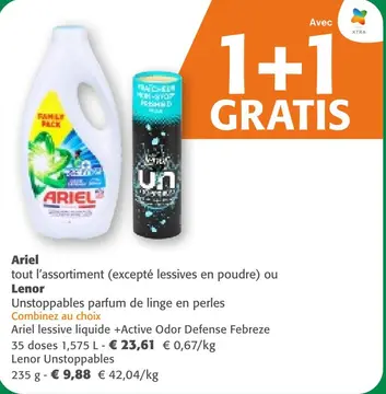 Offre: Ariel tout l'assortiment ou Lenor Unstoppable
