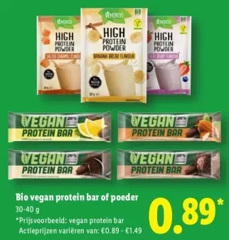 Aanbieding: Bio vegan protein bar of poeder