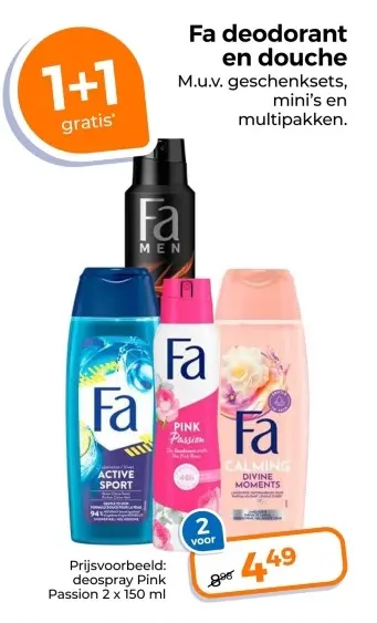 Aanbieding: Fa deodorant en douche