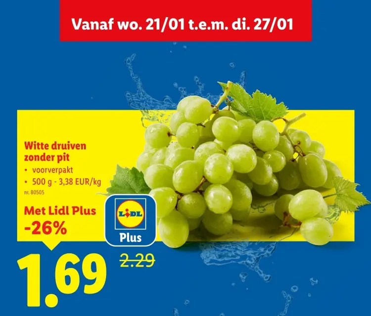 Promotie: Witte druiven zonder pit