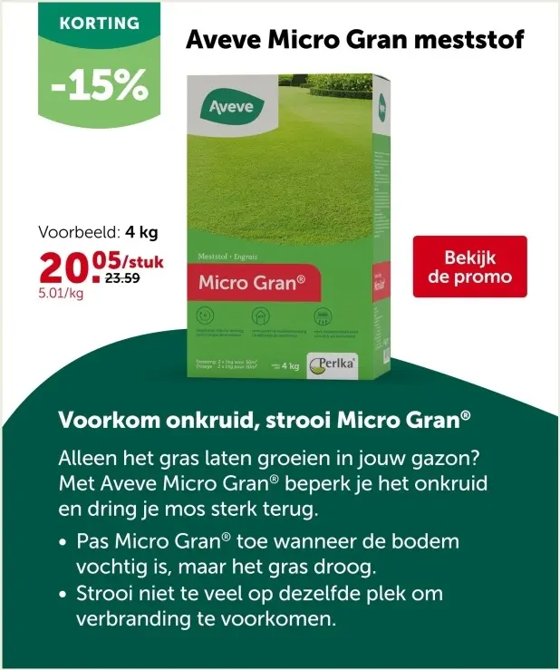 Promotie: Aveve Micro Gran meststof