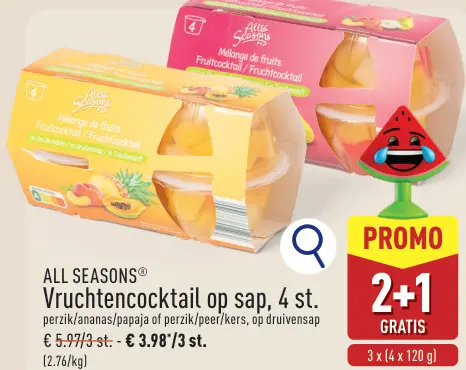 Promotie: Vruchtencocktail op sap