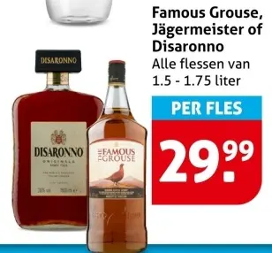 Aanbieding: Famous Grouse, Jägermeister of Disaronno