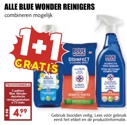 Aanbieding: Blue Wonder desinfectie reinigingsdoekjes