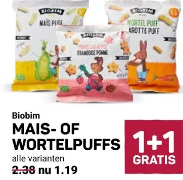 Aanbieding: Mais- of wortelpuffs