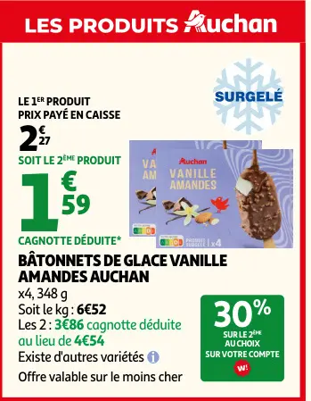 Promotie: Bâtonnets de glace vanille amandes