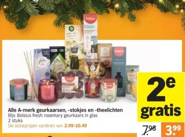 Aanbieding: Alle A-merk geurkaarsen, -stokjes en -theelichten