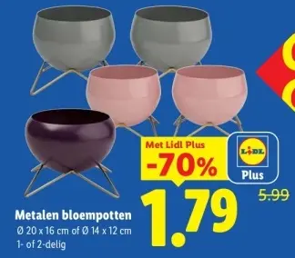 Aanbieding: Metalen bloempotten