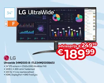 Aanbieding: Ultrawide 34W0500-B- ITLG34WQ500BAEU