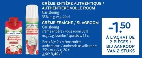 Offre: Crème entière authentique / authentieke volle
