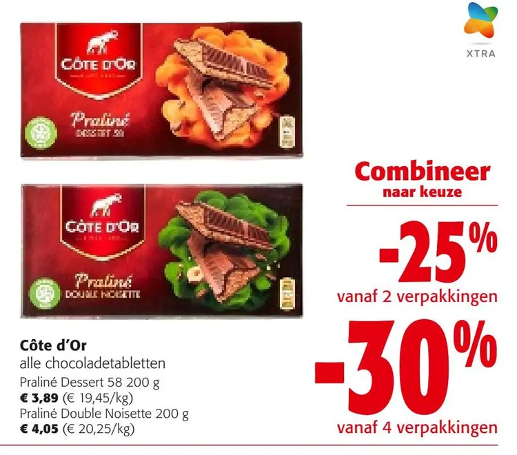 Aanbieding: Côte d'Or alle chocoladetabletten Praliné Dessert