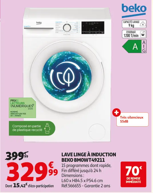 Promotie: Lave linge à induction