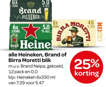 Aanbieding: alle Heineken, Brand of Birra Moretti blik