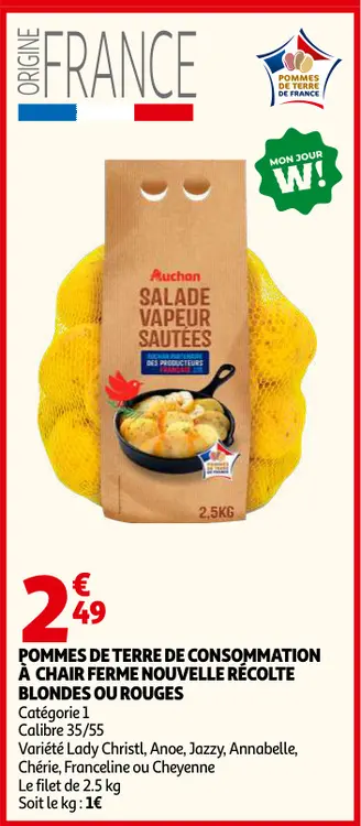 Offre: Pommes de terre de consommation à chair ferme