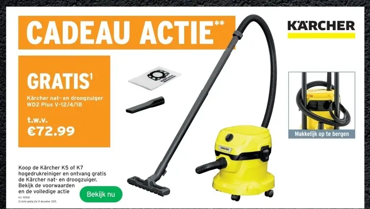 Aanbieding: Kärcher nat- en droogzuiger WD2 Plus V-12/4/1
