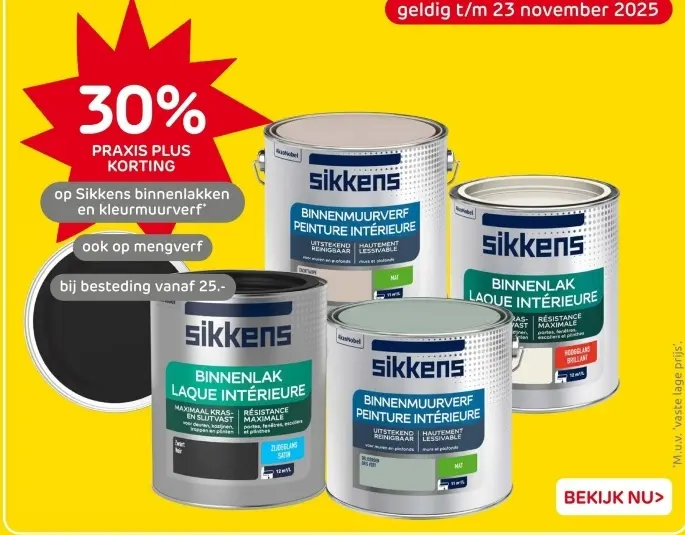 Aanbieding: Sikkens binnenlakken en kleurmuurverf