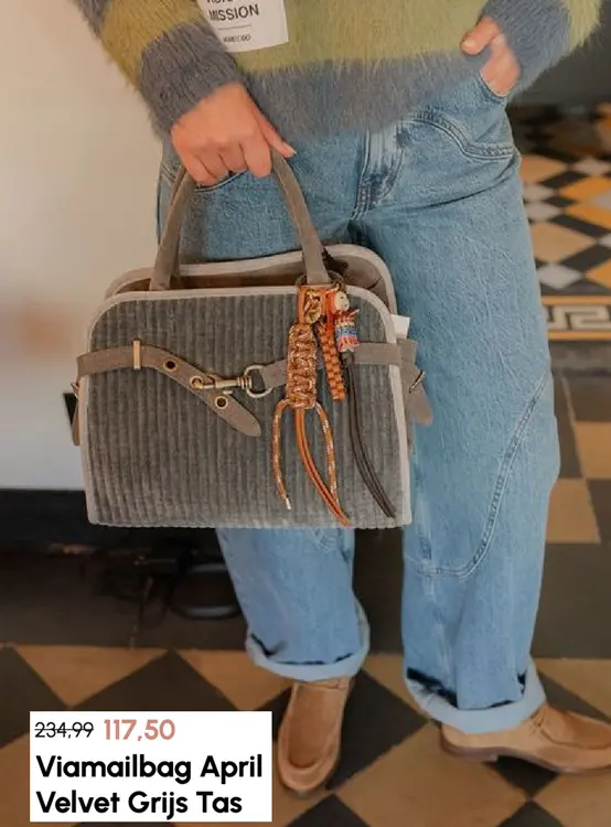 Promotie: Viamailbag April Velvet Grij Tas