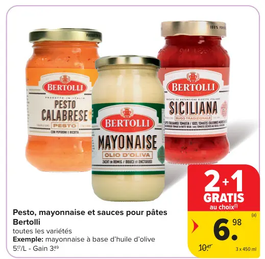 Offre: Pesto, mayonnaise et sauces pour pâtes